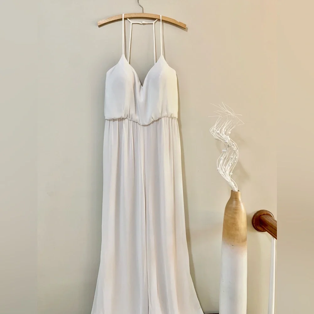 Hayley Paige Bridal Wedding Chiffon Jumpsuit Style 5710 Ivory - Picture 3 of 11